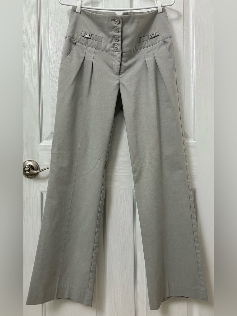 Vintage-Vero Moda-High Waisted-Button Up-Pleated-Dress Pants-Grey-Size 8